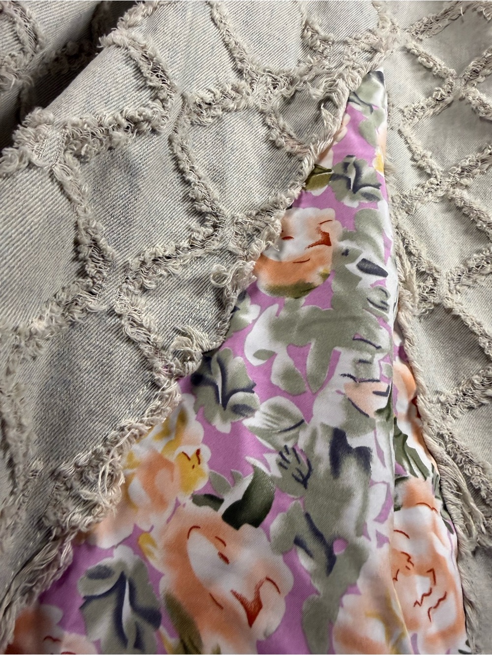 POL Floral Patchwork Raw Edge Boho Cardigan Jacket Size S - Picture 6 of 11